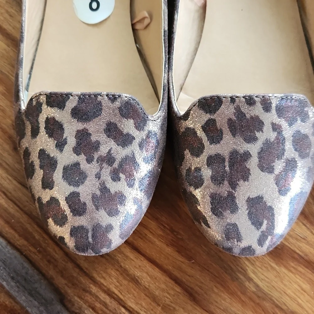 Cute Metallic Leopard Ballet Flats, Size 8, Nice, Report Brand